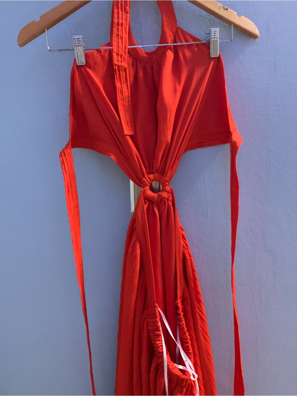 Lulu's Island Vacay Red Tie-Back Maxi Dress - Picture 3 of 4